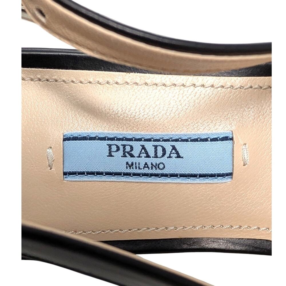 Prada Limited Edition Pointed Toe Slingback Bow Flat Purple Black Print 39.5 | 9 - Picture 9 of 13